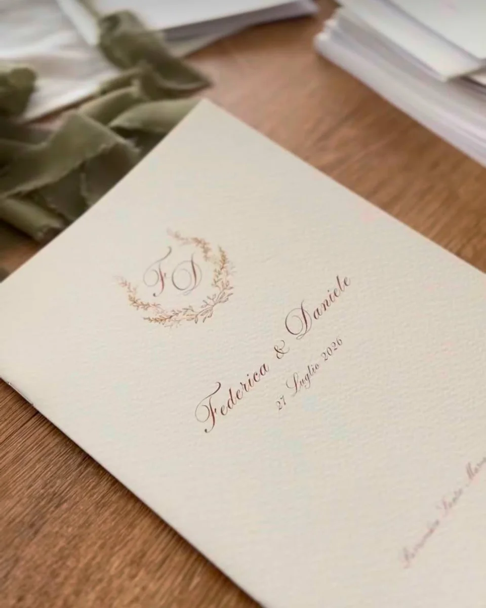 Invito matrimonio Federica e Daniele con monogramma